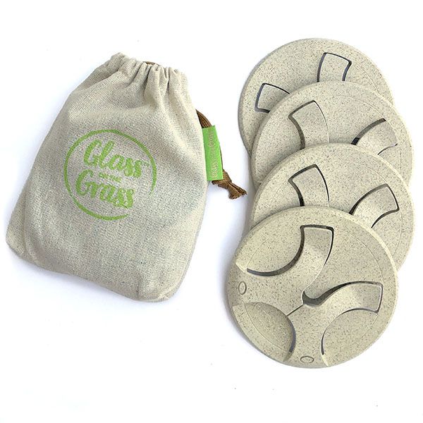 Picture of GLASS ON THE GRASS NATURAL BAMBOO COASTERS